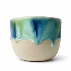 Keramický hrníček na cappuccino - zeleno-modrý Micha Ciliak Ceramics, 220ml