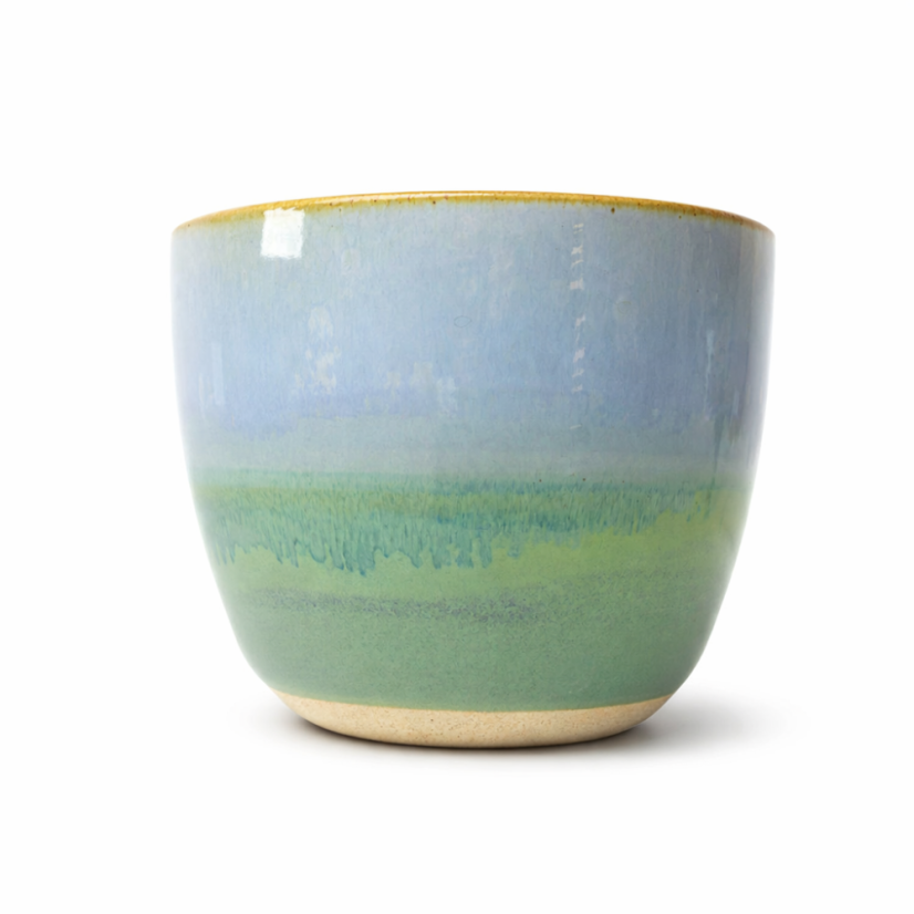 Keramický hrníček na cappuccino zeleno-modrý Andream Ceramics, 160-200ml