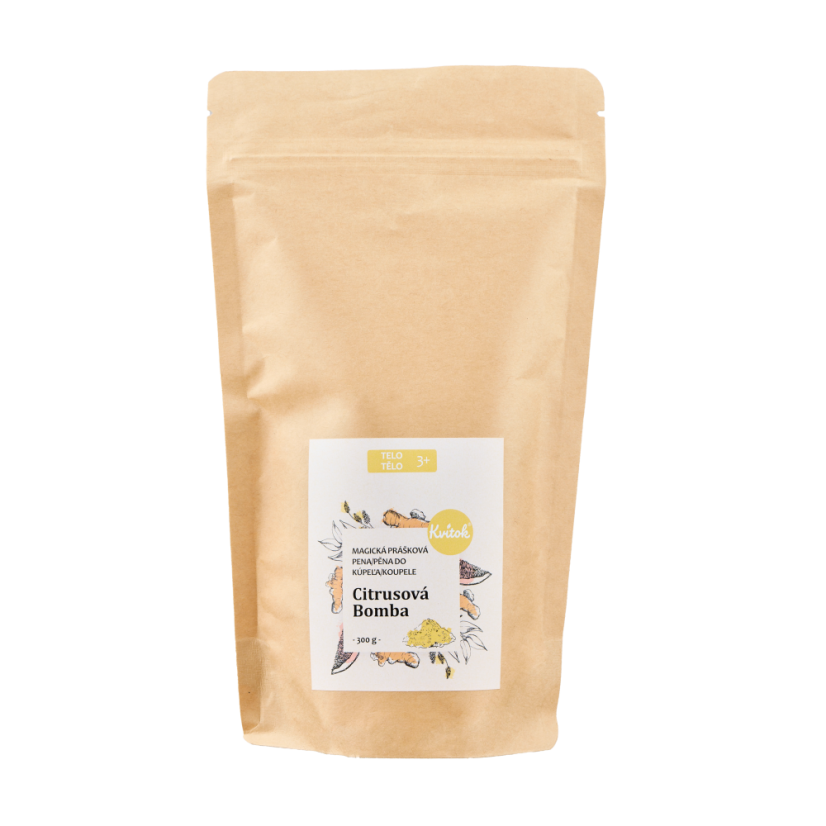 Kvítok Magická pěna do koupele v prášku – Citrusová bomba, 300g exp. 8/26