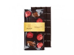 Čokoládovna Janek Hořká čokoláda s pekanovými ořechy a lyofilizovanými jahodami,95g
