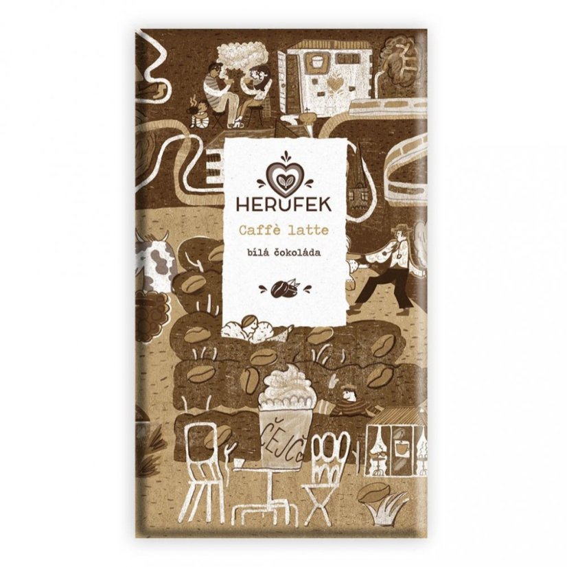 Herůfek Čokoláda Caffè Latte 40% bílá čokoláda BIO, 50g