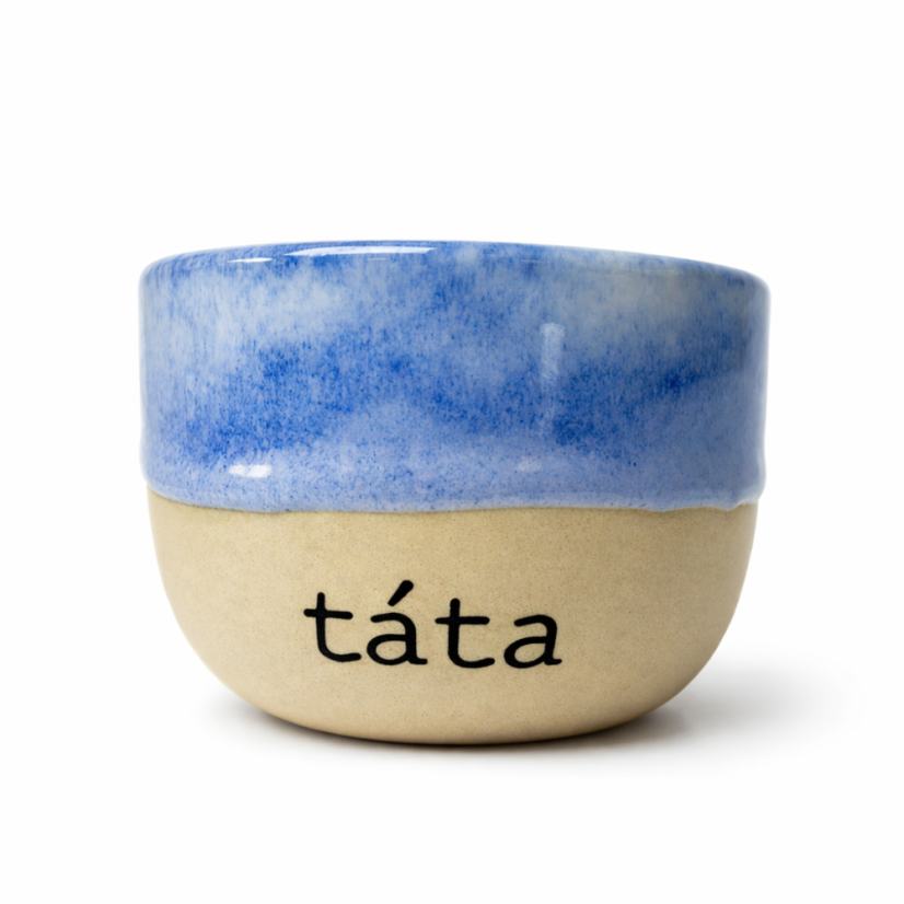 Keramický hrníček na cappuccino - modrý „Táta“ Micha Ciliak Ceramics, 220ml