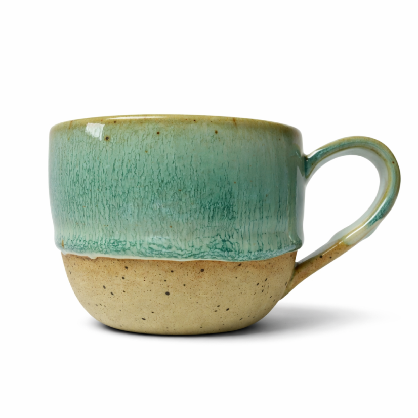 Keramický hrníček na cappuccino s ouškem zelený Andream Ceramics, 160-200ml