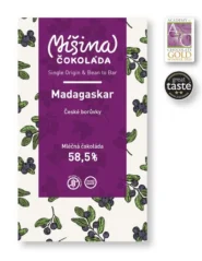 Míšina čokoláda Mléčná 58,5% Madagaskar s českými borůvkami, 50g