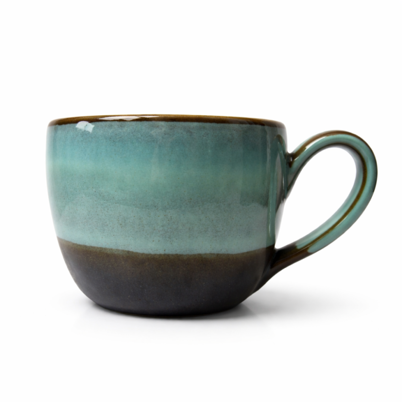 Keramický hrníček na cappuccino s ouškem modrý Andream Ceramics, 160-200ml