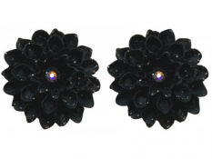 Flowerski ROYAL Naušnice Gleaming Black s kamínkem, 1 pár