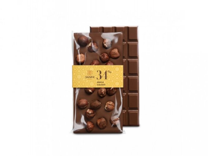 Čokoládovna Janek Mléčná čokoláda s lískovými ořechy, 105g