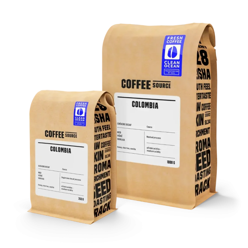 Coffee Source Colombia Chévere decaf - bezkofeinová káva, 250g