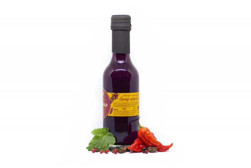 Chilli Pikanterie Chilli omáčka Černý rybíz & káva s whisky a papričkami Bhut Jolokia, 190g
