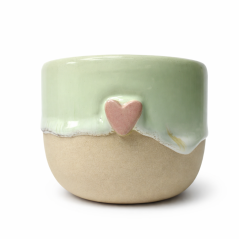 Keramický hrníček na cappuccino - zelený se srdíčkem Micha Ciliak Ceramics, 220ml