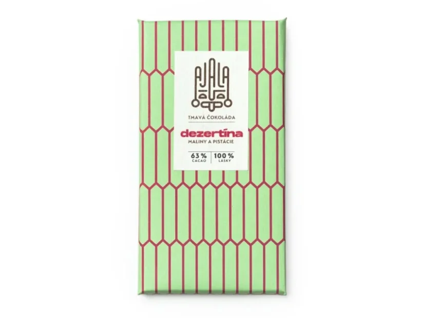 Ajala Maliny & pistácie - 63% hořká čokoláda, 45g