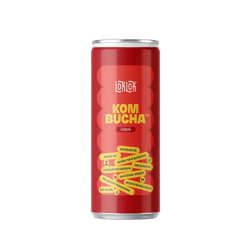 Loklok Kombucha Višeň Plechovka, 330ml