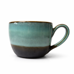 Keramický hrníček na cappuccino s ouškem modrý Andream Ceramics, 160-200ml