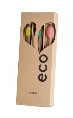 Ecoheart Giftbox - dárkové balení 3ks kartáčků - Barevná varianta: žlutý, zelený, modrý