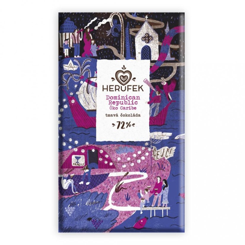 Herůfek Čokoláda tmavá 72% single origin Öko Caribe BIO DOMINICAN REPUBLIC, 50g